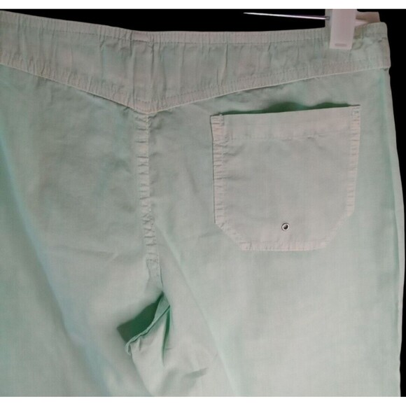 FRESH PRODUCE M CROP PANTS WIDE LEG LIGHTWEIGHT GREEN SNAP CLOSURE COTTON POCKET - Picture 6 of 8